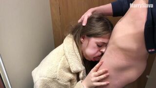 DEEP THROAT BLOWJOB IN THE TEST ROOM. He swallowed his essence