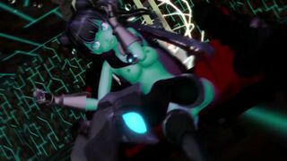 Kancolle Light Cruiser Demon Hentai Nude Dance Monster Girl MMD 3D Dark Green Body Color Edit Smixix