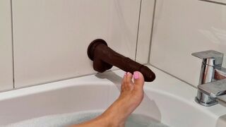 Out an Imagining of Feet Fun with a Large Dusky Member in the Tub